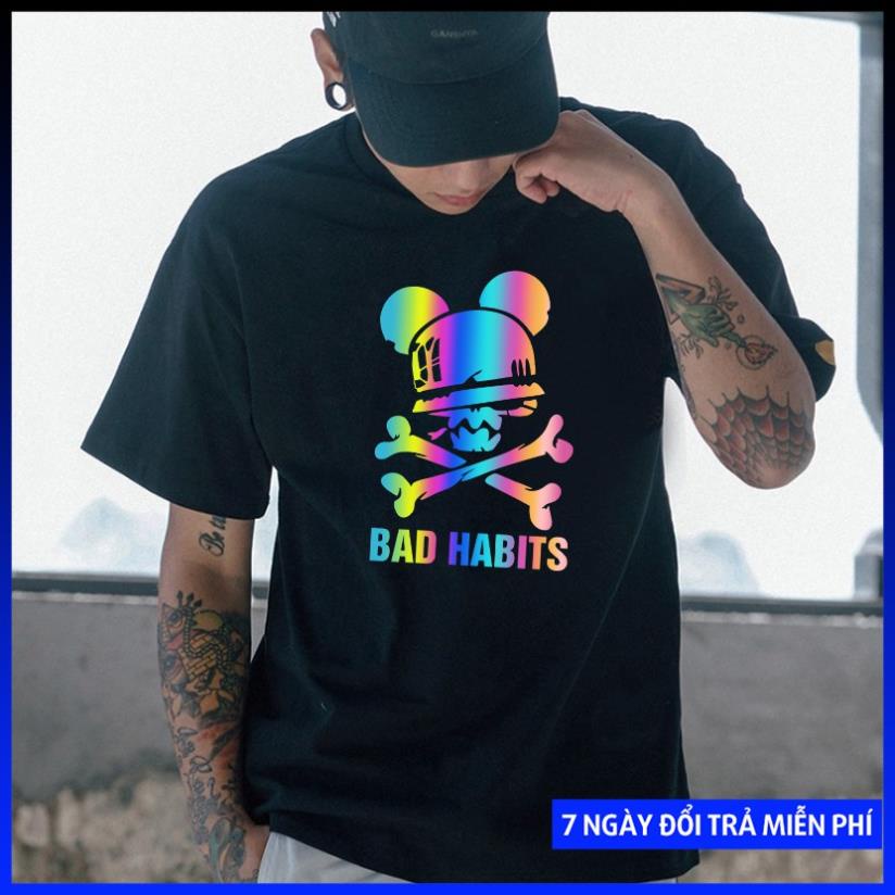Áo Thun BAD HABITS Phản Quang 7 Màu Form Rộng Unisex Nam Nữ đẹp vải dày mịn