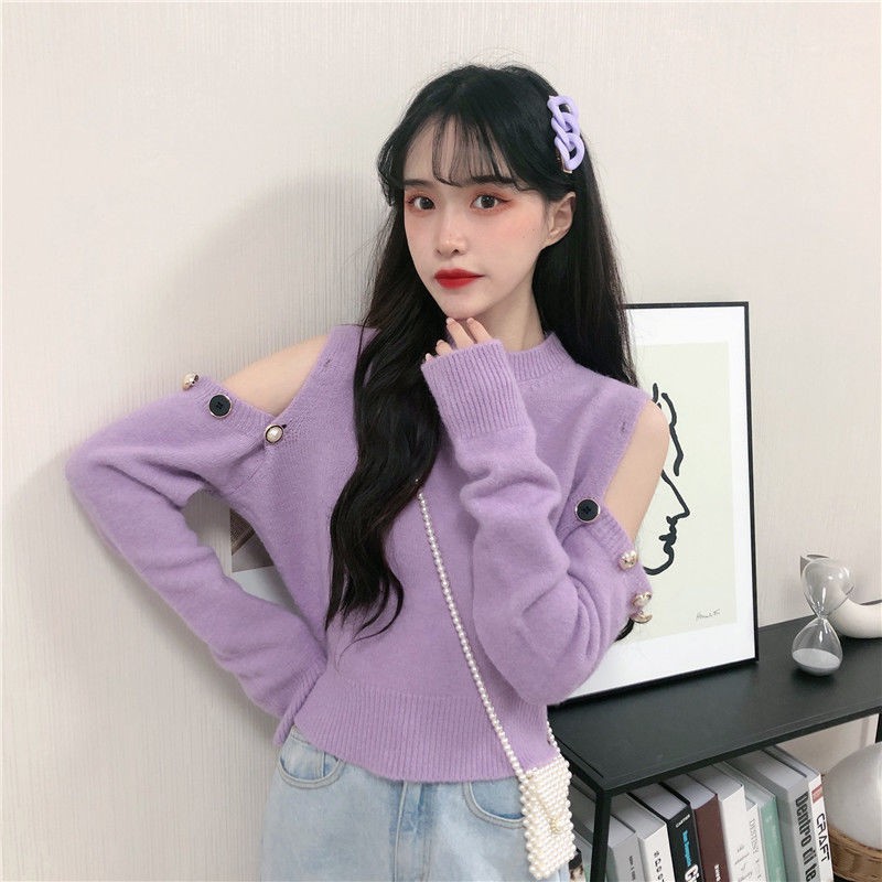 Áo Sweater Trễ Vai Thiết Kế Quyến Rũ Cho Nữ