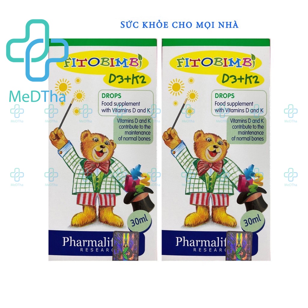 Fitobimbi D3 K2 - Bổ Sung Vitamin D3 K2 Cho Bé, Hấp Thu Canxi, Trẻ Phát Triển Xương Răng (Lọ 30ml) [Chính Hãng]