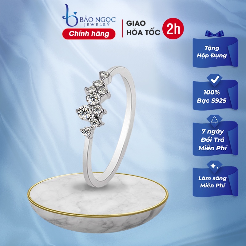 Nhẫn Gắn Đá Dải Nhỏ Thiết Kế Phong Cách Retro Quý Phái Cho Nữ - N2650 Bảo Ngọc Jewelry