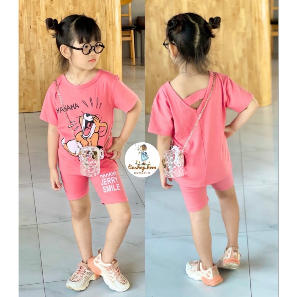 Bộ ngố bé gái mùa hè size đại thun cotton 4 chiều, mềm mát - đồ bộ bé gái mặc mát  A67