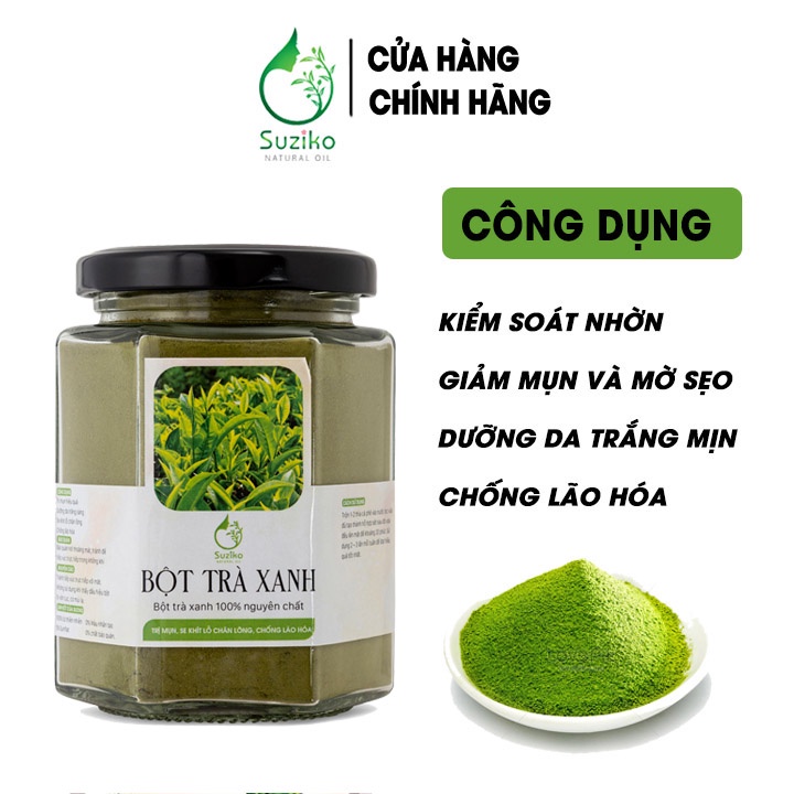 Bột Trà Xanh đắp mặt nạ hữu cơ SUZIKO nguyên chất 70G | Green Tea Powder 100% Organic