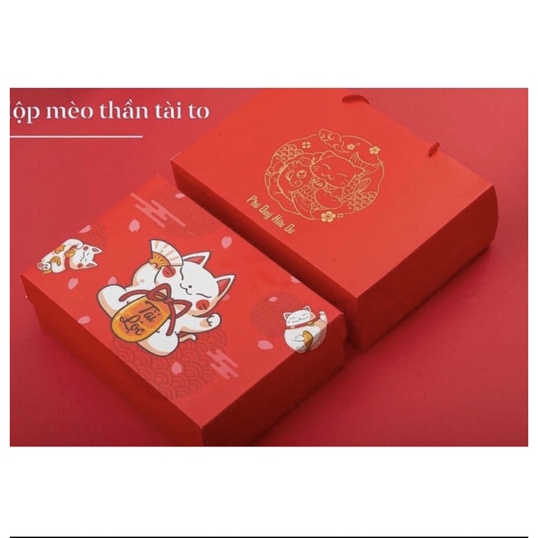 Hộp Tết Mèo Thần Tài To ( Kích thước : 29*18.5*9.5cm không gồm hộp nhựa )