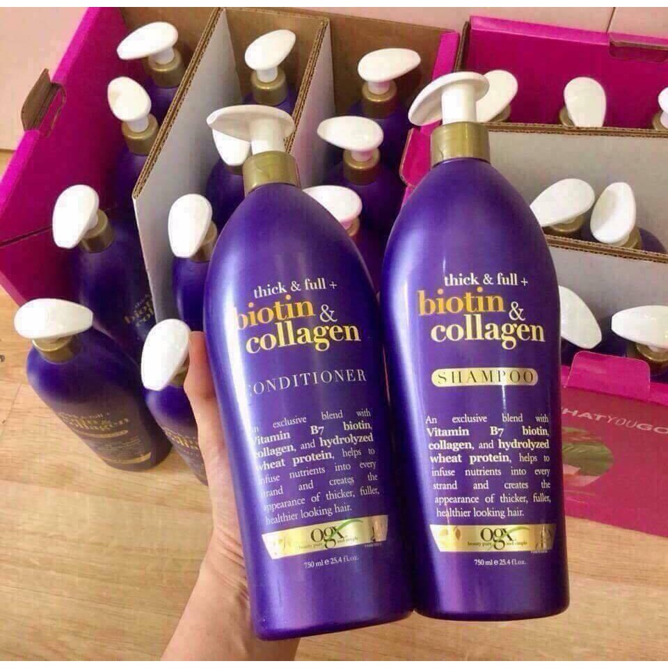 Dầu gội - xả Organix Biotin & Collagen 750ml - Chai có vòi