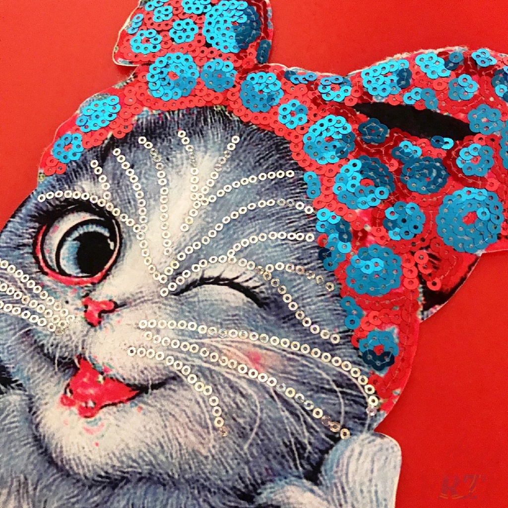 Miếng may vá quần áo hoạt hình mèo động vật sequins