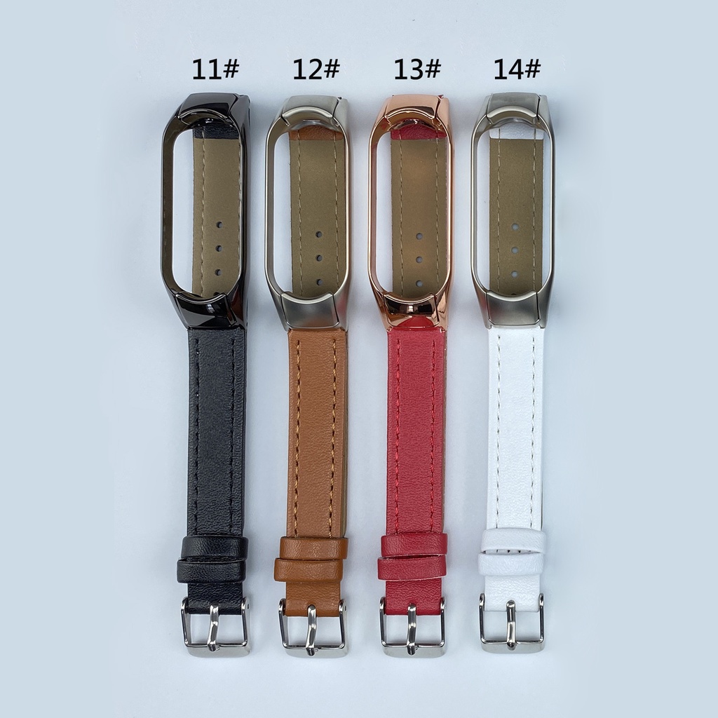 Dây đeo đồng hồ bằng da thay thế cho Xiaomi Mi Band 3 / 4 / 5 / 6