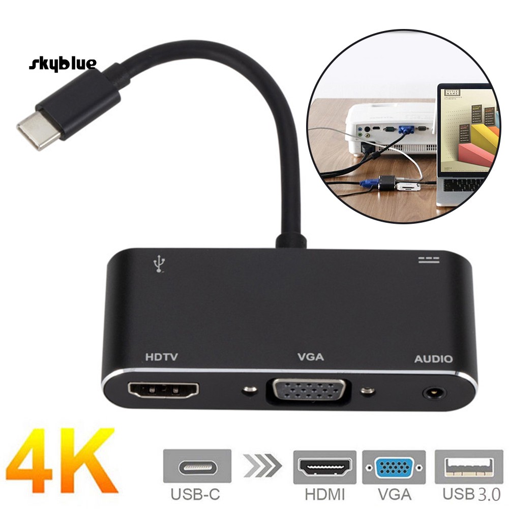 SKBL 5 in 1 USB 3.1 Type-C to 4K HDMI VGA Audio Adapter Cable for PC Laptop Monitor | WebRaoVat - webraovat.net.vn