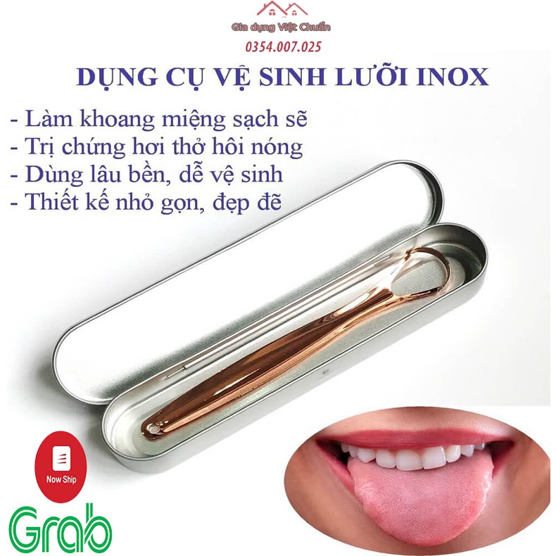 Cạo lưỡi - vệ sinh lưỡi - dụng cụ chăm sóc răng miệng, loại bỏ rêu lưỡi và hôi miệng, chất liệu inox cao cấp GD212