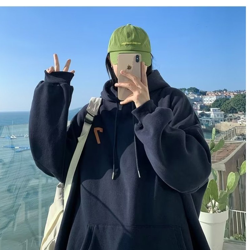 Áo Khoác Hoodie Cotton Dày Dáng Rộng In Số 7 Thời Trang Cho Nam