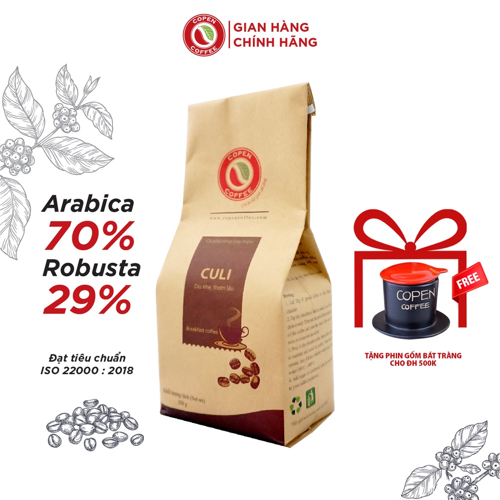 Cà phê Rang Xay Culi Copen Coffee_250g đắng vừa, chua thanh