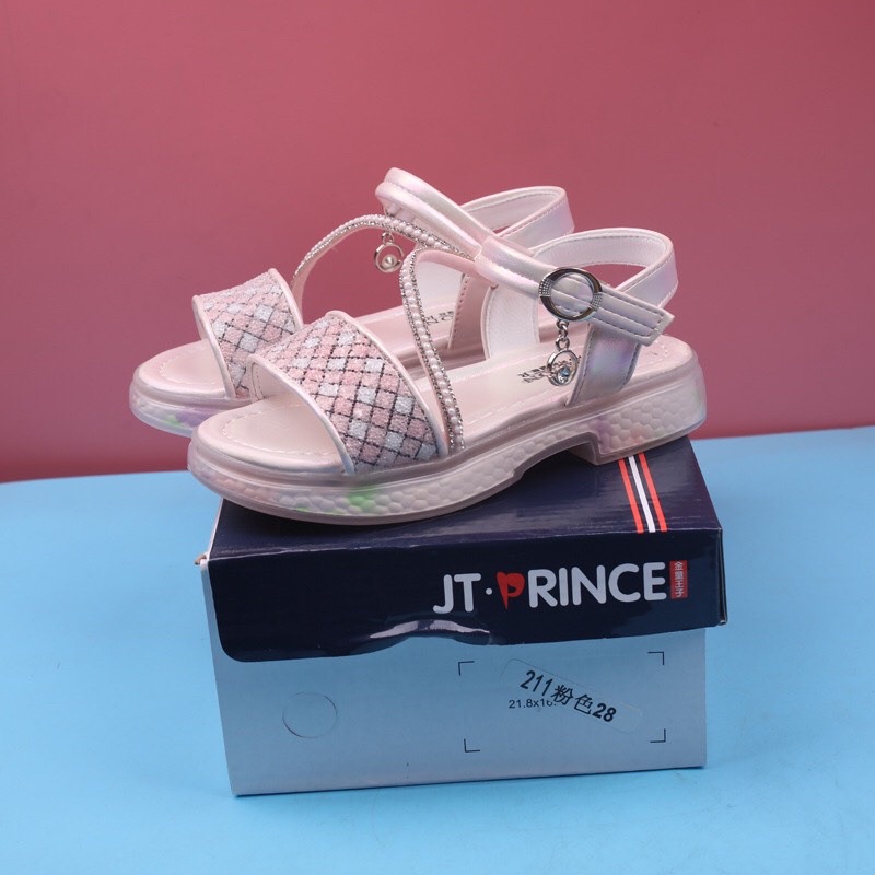 Sandal cho bé gái - dép quai hậu cho bé đi học siêu nhẹ đính hạt quai chéo điệu đà QCCC fullbox size đại 211 (sz26-sz36)