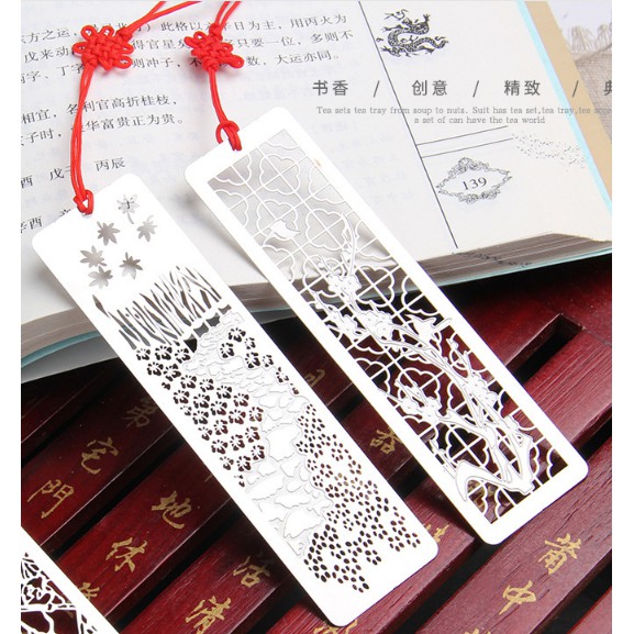 Bookmark đánh dấu trang kim loại bạc cổ trang siêu đẹp