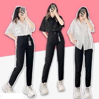Quần tây đi học nư lưng cao - Kiểu quần baggy nữ đi học cho học sinh cấp 2 cấp 3 - Chất vải Hàn dày dặn - Màu đen