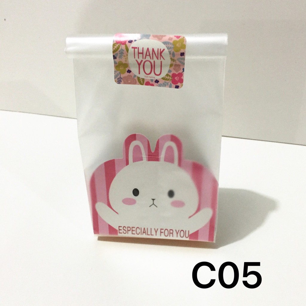 Túi đựng bánh quy/cookie/kẹo gấu thỏ 10c tặng sticker