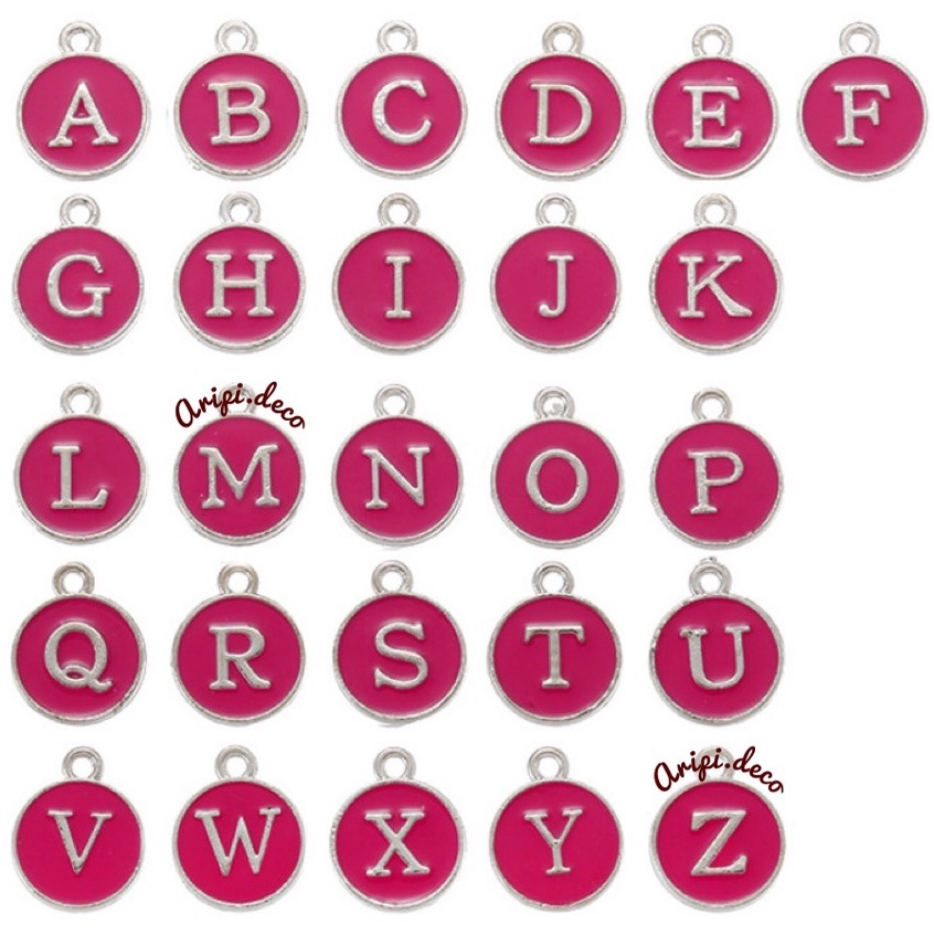 Charm kim loại Bảng chữ cái đủ màu K3/ Nguyên liệu handmade