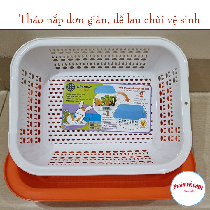 Rổ nhựa Việt Nhật (MS: 3266) 2 lớp, có nắp tiện tích 01392