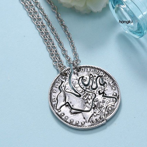 Bộ 2 dây chuyền thiết kế mặt hình chú hươu / lạc đà phong cách cổ điển cho cặp đôi