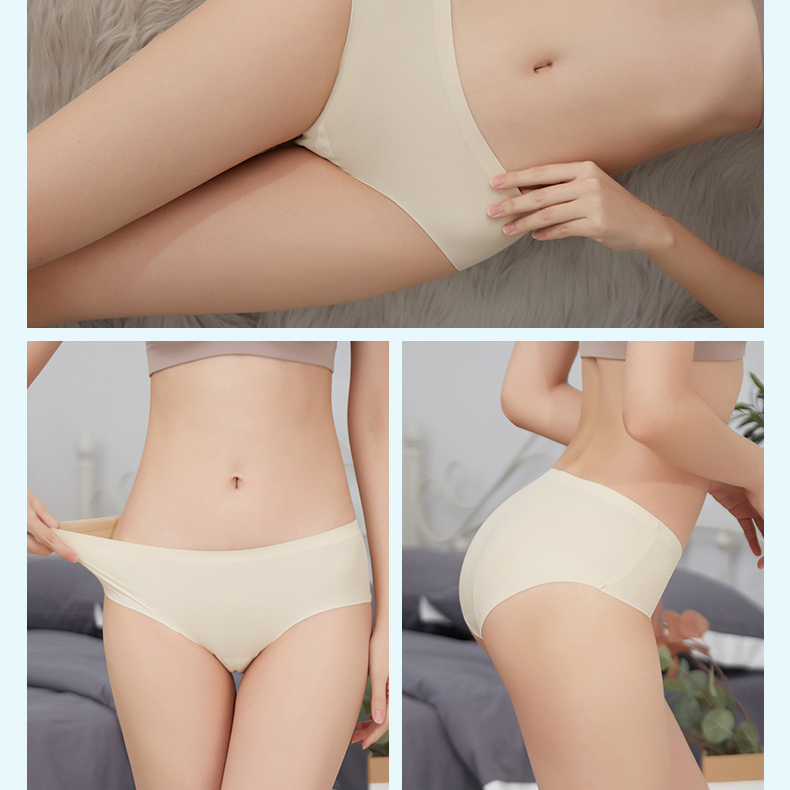 Quần lót một mảnh bằng lụa lạnh không đường may lưng vừa quyến rũ cho nữ | BigBuy360 - bigbuy360.vn