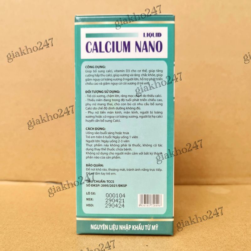 LIQUID CALCIUM NANO giúp bổ sung canxi, chống còi xương, loãng xương - Hộp 100 viên chính hãng