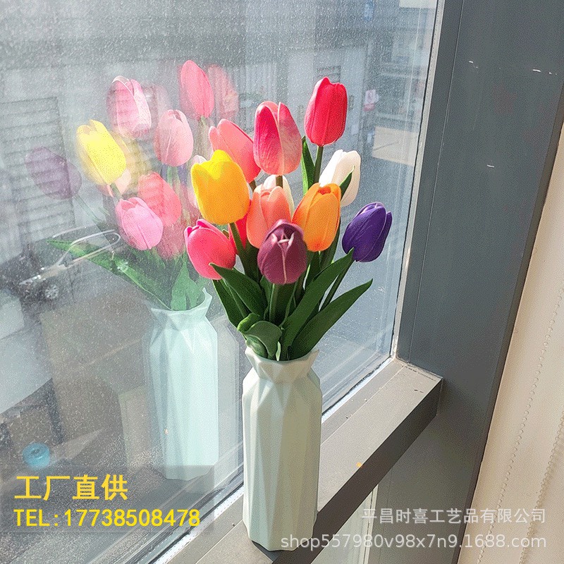 Cành Hoa Tulip Giả Chất Liệu Cao Su Non Cao Cấp Cành Dài 34cm Decor Trang Trí Nhà Cửa