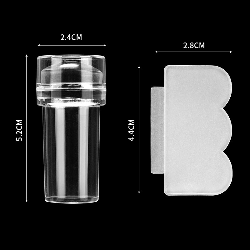 Con Dấu Hai Đầu Bằng Silicon Trong Suốt 2.4cm Kèm Nắp Đậy