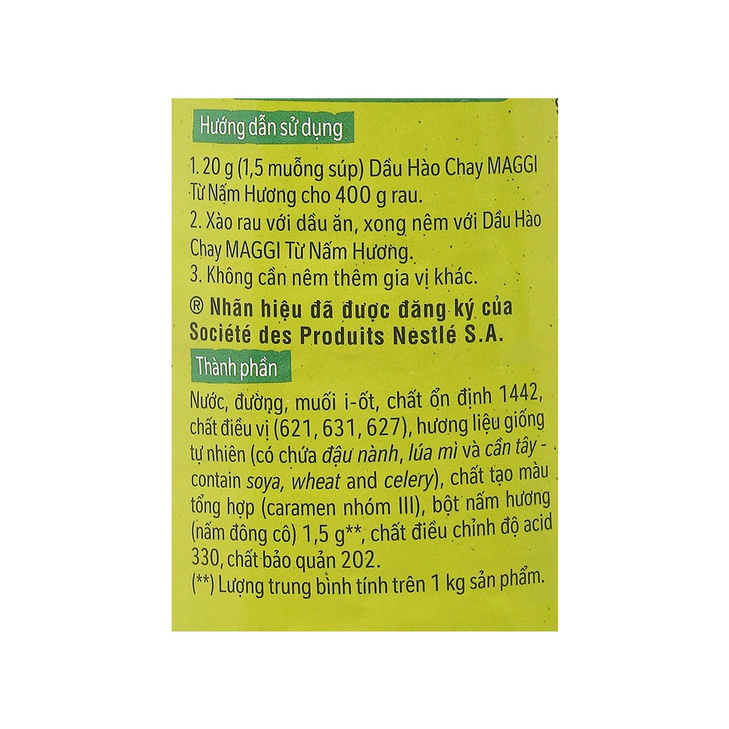 Dầu Hào Chay Maggi Vị Nấm Hương 820g Chính Hãng