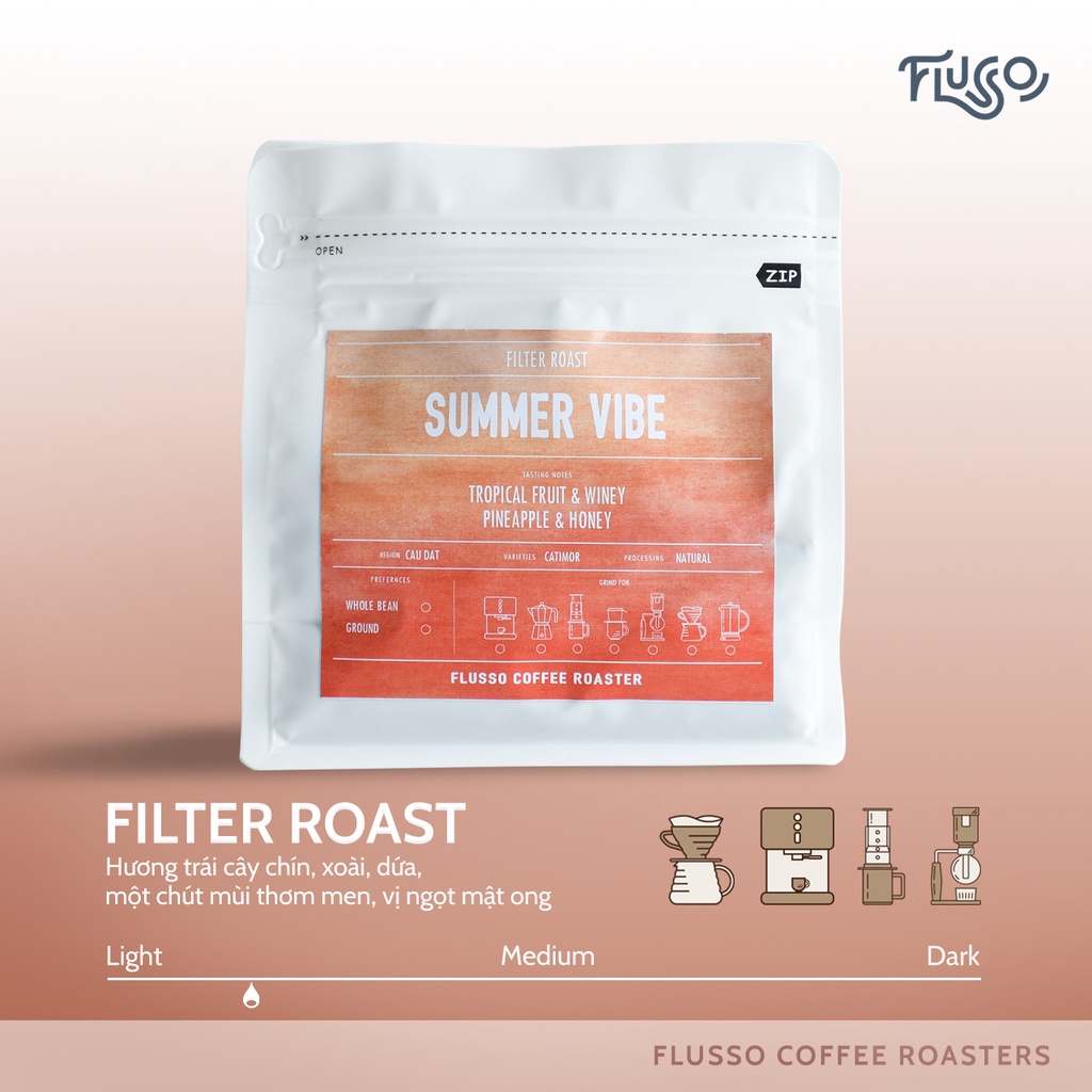 Cà Phê Nguyên Chất Flusso Summer Vibe - Cà Phê Cold Brew, Pour Over