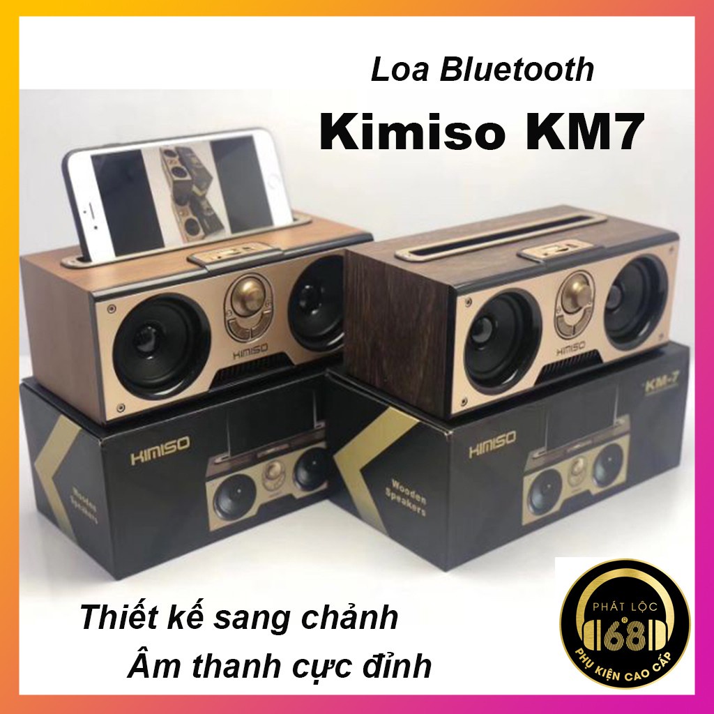 Loa bluetooth, Kimiso KM7 cao cấp,âm cực đỉnh, thiết kế cổ điển giả vân gỗ ,pin trâu, bảo hành lỗi 1 đổi 1 trong 3 tháng