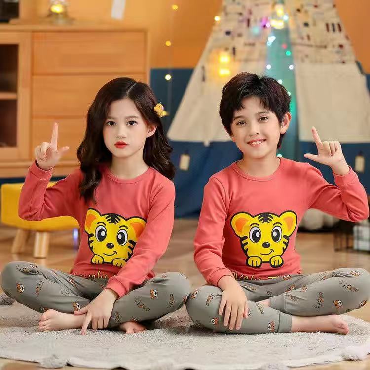 Bộ Đồ Ngủ Tay Dài Chất Liệu Cotton 100-160cm Thời Trang Xuân Thu Cho Bé