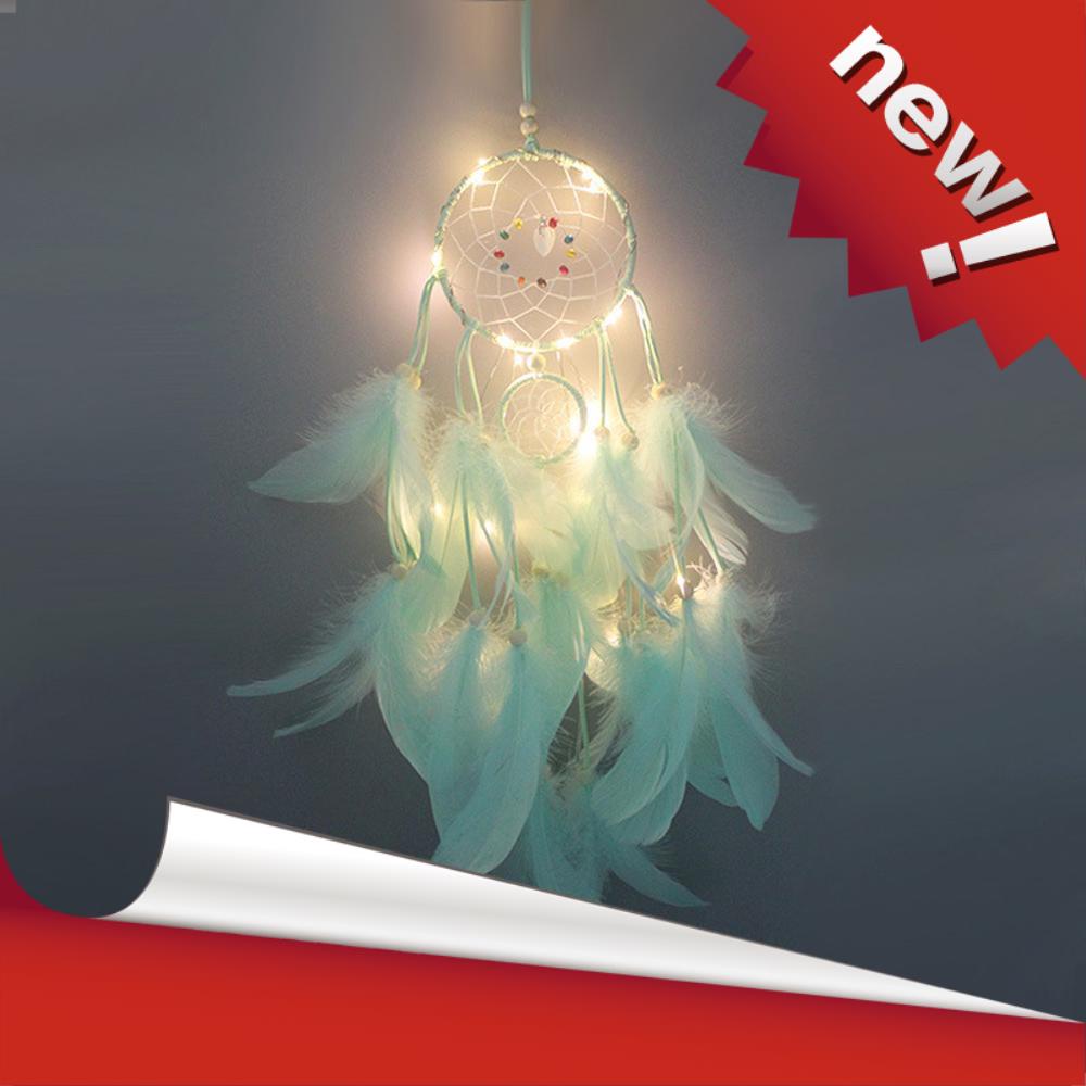 [ Hàng Hot ] Dreamcatcher đính lông vũ có đèn LED treo trang trí