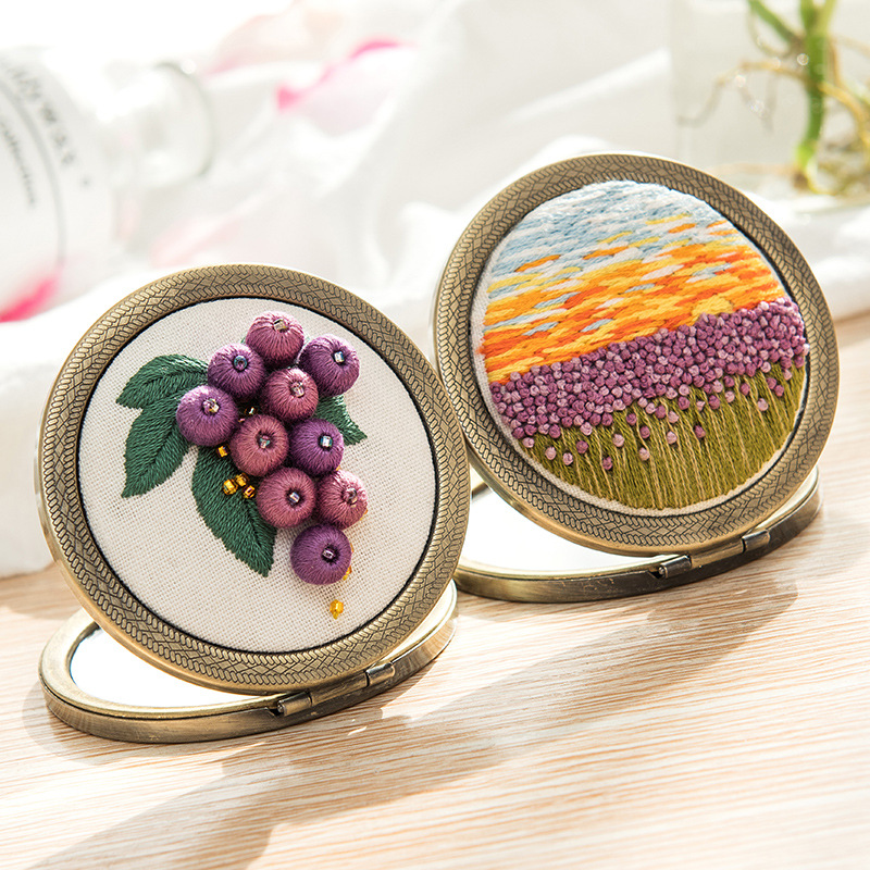 Gương trang điểm thêu tay 3D hai mặt diy sáng tạo Embroidery Kit Mirror