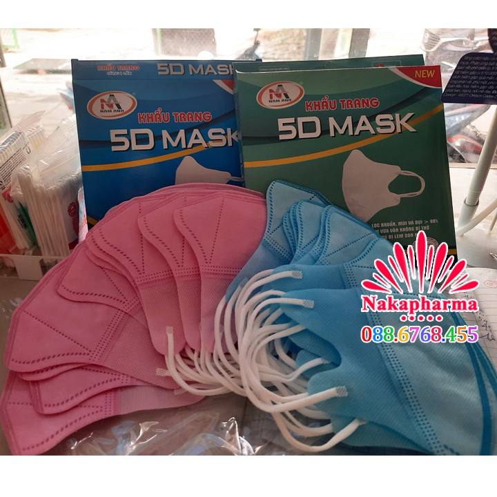 Khẩu Trang Y Tế 5D Mask Nam Anh Famapro quai thun - Lọc vi khuẩn, mùi và bụi mịn - Vải êm, dễ chịu, không lem son môi