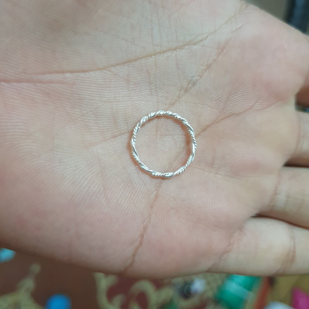 Nhẫn bạc nữ trơn xoắn dây thừng LILUX  N014