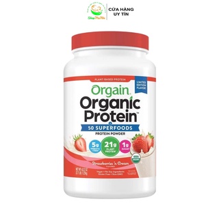 Bột đạm Bột Protein thực vật hữu cơ Orgain Organic Protein vị dâu1220g.