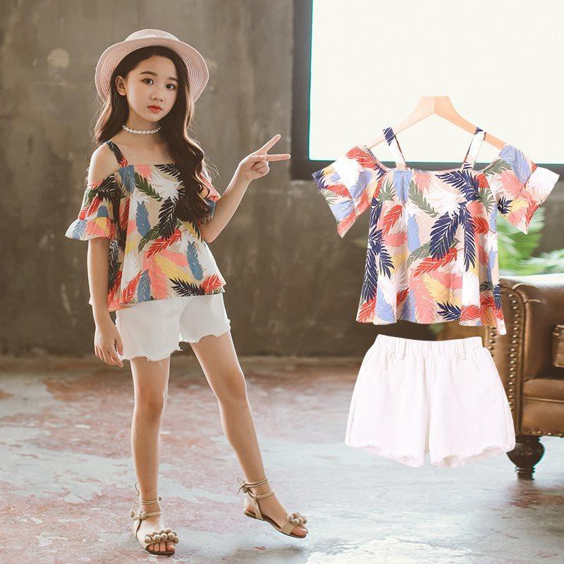 Set đồ ngắn in hoa dễ thương cho bé gái
