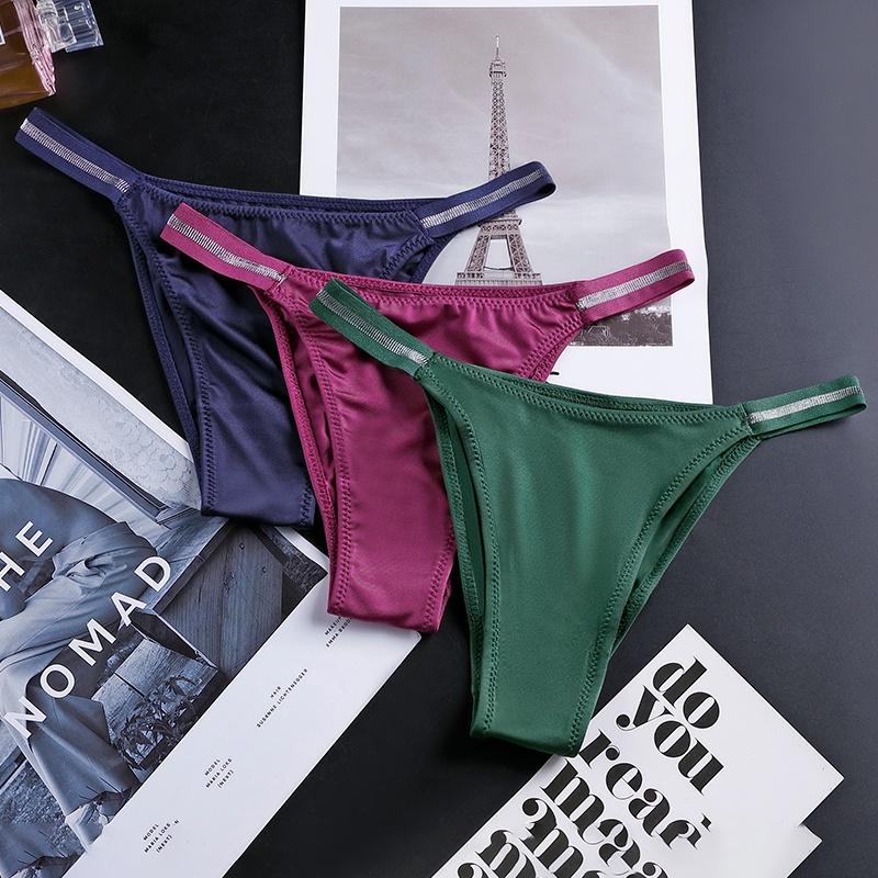 Quần lót ECMLN phong cách bikini lưng thấp kiểu kẻ sọc không lộ viền quyến rũ cho nữ