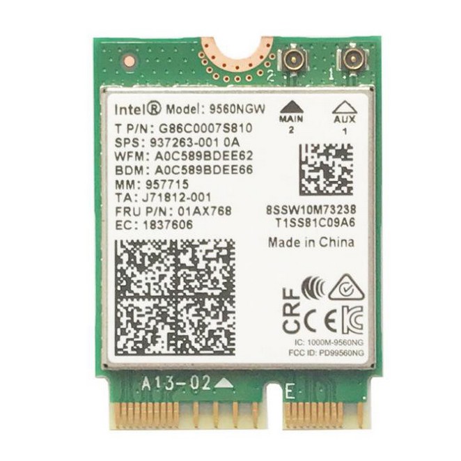 Card Wifi-bluetooth 5.0 Intel AC 9560/ Ax200