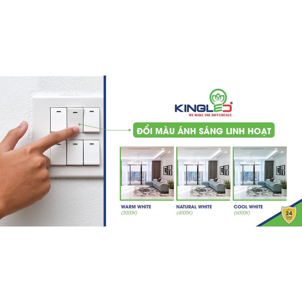 Đèn led trang trí downlight âm trần KINGLED Diamond 10W 15W siêu sáng tiếp kiệm điện năng