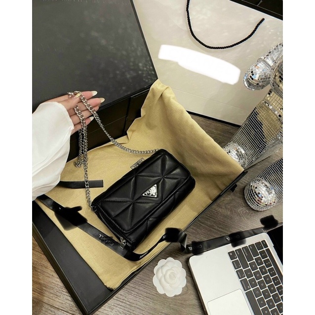 Ví cầm tay đeo chéo nhiều ngăn tag pra da