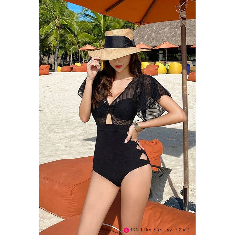 Bikini liền thân tay xòe TIỂU THƯ, ôm body, tôn dáng, khoe đường cong chữ S