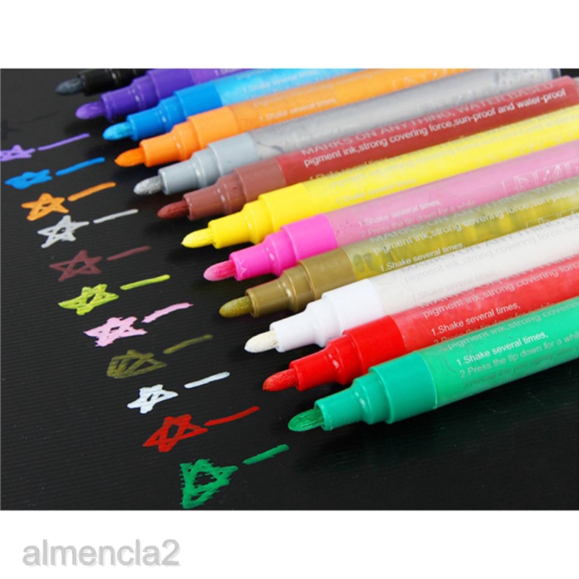 Acrylic Paint Markers Art Permanent Painting Metal Glass Markers Pen Black