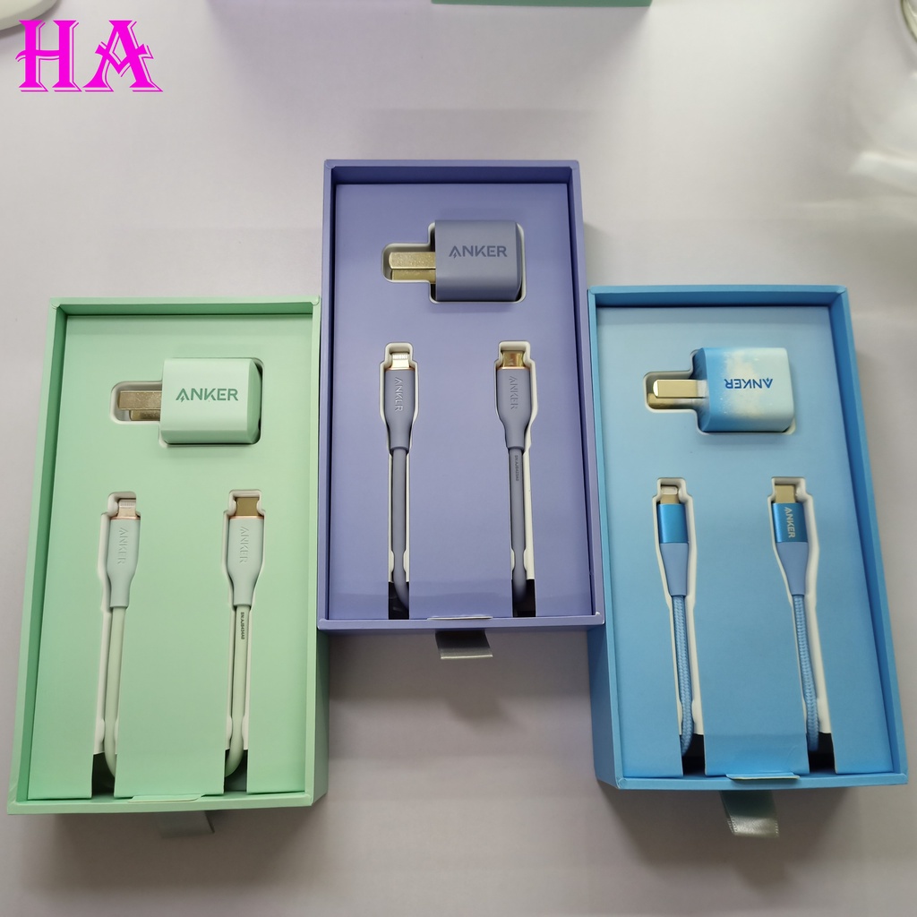 Bộ Sạc Anker 20w Nhiều Màu Sắc Full Hộp Làm Quà Tặng , Sạc Nhanh PD 20w Cho ip8 - ip14