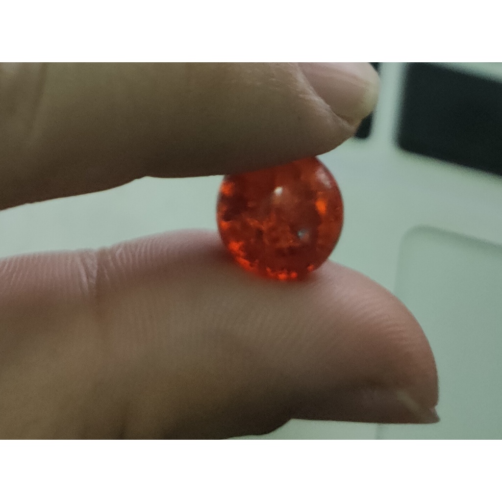 1 viên đá rạn, đá nứt đỏ cam  size 10mm làm vòng tay handmade