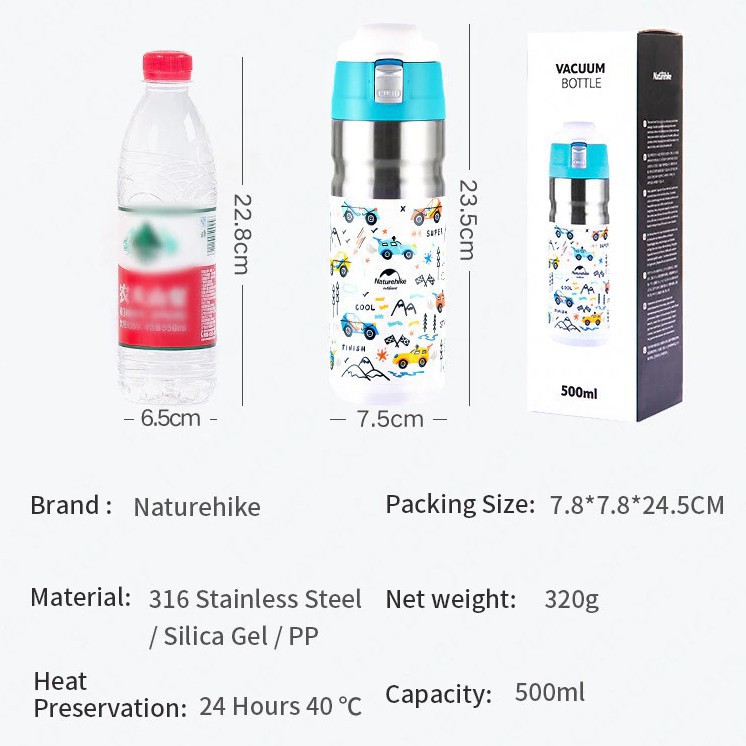 Bình Nước Inox 500ml Naturehike Nh19Sj009