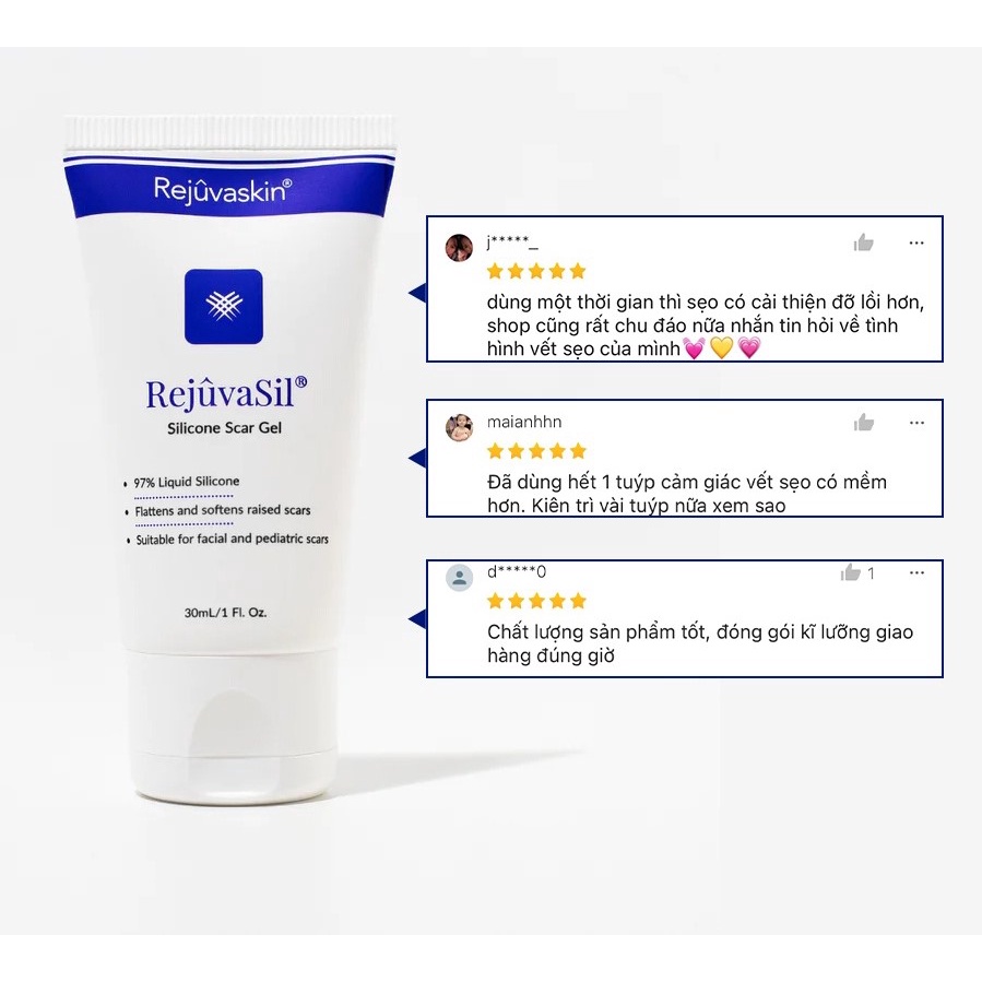 Gel ngăn ngừa sẹo và làm xẹp sẹo lồi, sẹo phì đại REJUVASKIN Rejuvasil 10ml - Mỹ Phẩm Mai Hân