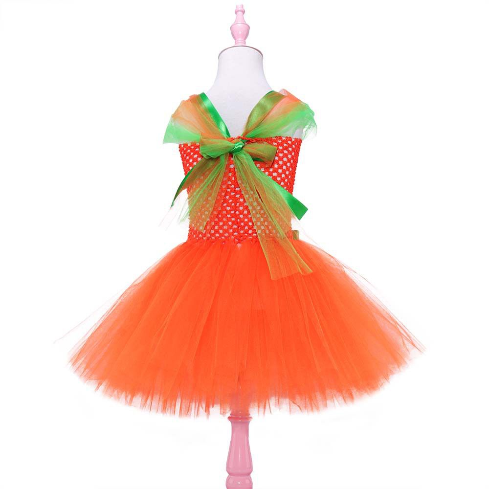 Đầm bí ngô không tay thời trang công chúa Halloween thích hợp trình diễn cho bé gái
