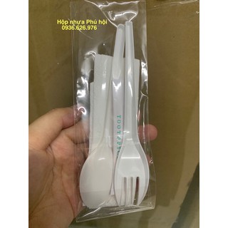 100 bộ muỗng nĩa tăm giấy