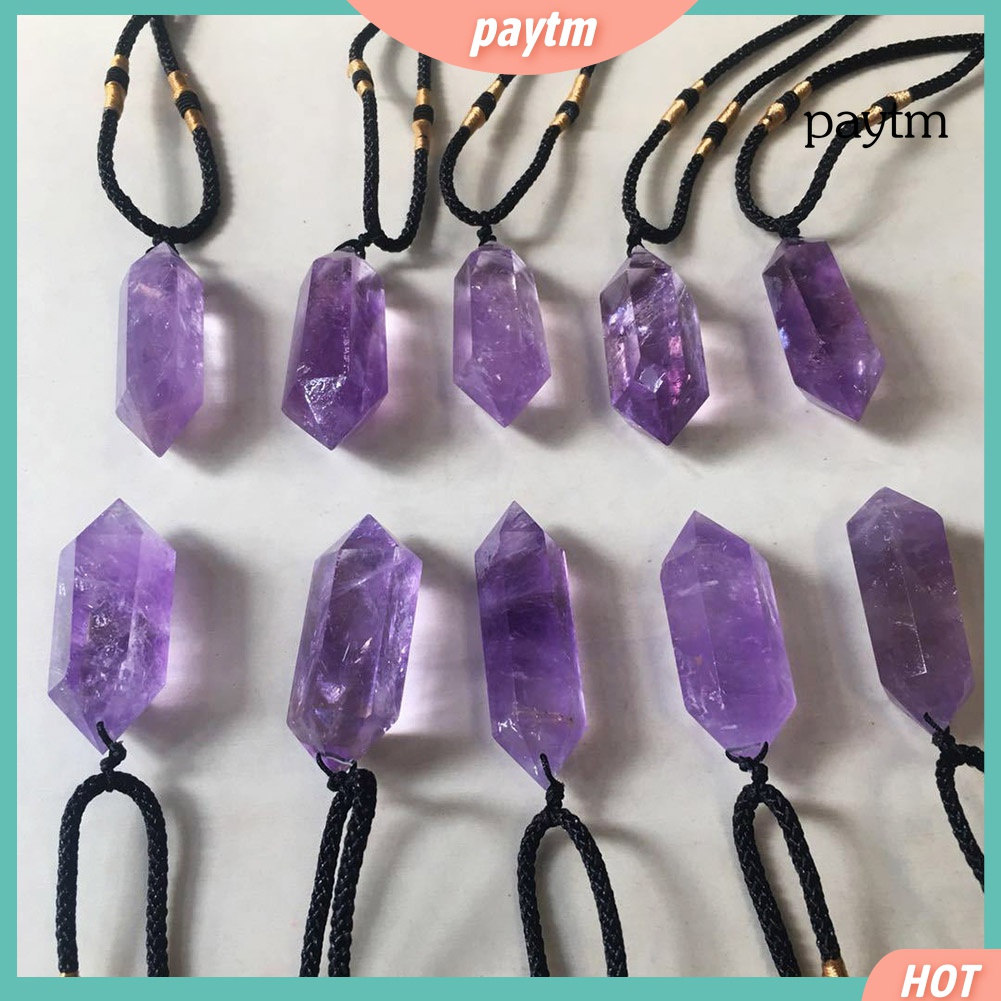 Mặt dây chuyền hình lục giác đính đá thạch anh tím độc đáo hợp thời trang