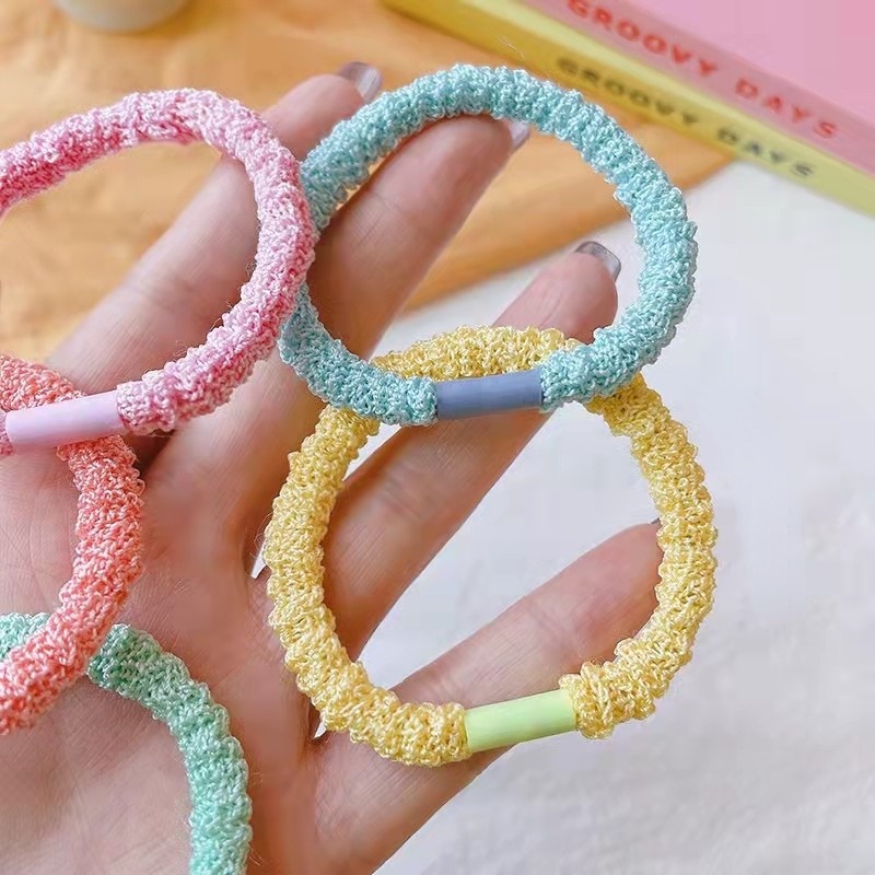 Dây Buộc Tóc Cao Su Phối Lông Nhiều Màu Sắc Nhỏ Nhắn Phong Cách Hàn Quốc Xinh Xắn Dành Cho Bé Gái