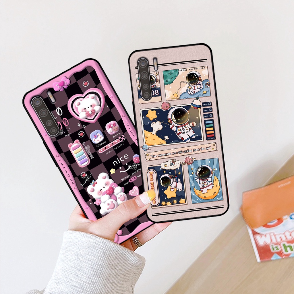 Ốp lưng Oppo A91 - Oppo Reno 3 - Reno3 Pro hình gấu, vũ trụ ngân hà chibi. ốp chống sốc bền đẹp